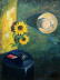 Sonnenblumen mit Strohhut